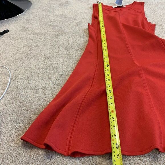 𝅺ALC Blood orange Sleeveless stretchy fit and flare bandage mini dress Sz L - Picture 8 of 11
